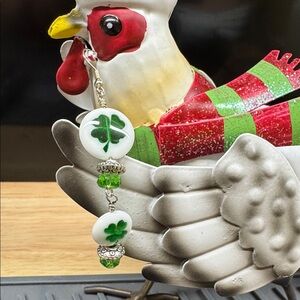 St. Patrick’s Day Green and White Clover Dangle Earrings 2/$22